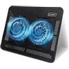 Coolertek - Base di raffreddamento per computer portatile, sottile, silenziosa, con 2 ventole LED blu, alimentazione USB, angolazione regolabile, adatta per laptop da 11 a 14 pollici