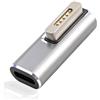 Xforevery Adattatore USB C a magnetico per MagSafe 2 MacBook Air e Pro 2013-2015 | convertitore di ricarica rapida PD 100 W tipo C a T-Tip Magnét 2, indicatore LED, alluminio