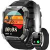 Baolubao Orologio militare da uomo, 2.01 HD, batteria da 900 mAh, chiamata Bluetooth, lampada LED, frequenza cardiaca e SPO₂, monitoraggio del sonno, 100+ modalità sportive, 2 braccialetti inc