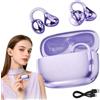 Ouitble Auricolari aperti Bluetooth 6.0, senza fili, clip on, IPX5, impermeabili, 8 ore di riproduzione, stereo a due canali, per lavoro, sport, ufficio, fitness, viaggi, viola