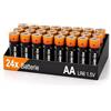 TECHMADE Batterie AA 24 Pezzi Alcaline LR06 - Lunga Durata Fino a 10 Anni, 1,5V | Affidabili per telecomandi, controller per console e vari dispositivi di uso quotidiano - Senza cadmio, piombo e mercurio