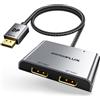 SWITCHFLUX Adattatore DisplayPort a doppia porta display [4K a 60Hz] DP Splitter 1 in 2 Out Display esteso MST DP a 2 DP femmina per doppio monitor compatibile con PC, scheda grafica, NVIDIA, AMD