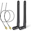 Bingfu Antenna WiFi M.2 Dual Band 2.4GHz 5GHz 5.8GHz 3dBi MIMO RP-SMA Maschio Antenna esterna + 2 x 30cm NGFF IPEX4 a RP-SMA Cavo per M.2 NGFF Intel Wireless Scheda di rete WiFi Adattatore Laptop