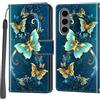 PHINIENLAND Cover per Samsung Galaxy S25 FE custodia portafoglio Turquoise | 3 scomparti carte, 1 tasca banconote, Chiusura magnetica, Supporto, Pelle PU flip cover per Samsung S25 FE