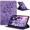 LSPCASA Custodia per iPad 6a/5a generazione 9,7 (2018/2017), girevole a | Custodia a portafoglio in pelle PU, girevole a 360 gradi, con funzione di supporto, portapenne, per A1954, A1893, A1823