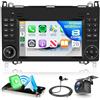 Hodozzy 6G+128G 8-Core Autoradio per Mercedes-Benz Classe A B W169 Sprinter | B200 W209 Viano Vito W639 W245 W906 W318 Android Bluetooth GPS, 7 Pollici Touchscreen CarPlay Android Auto Wireless, WiFi