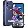 DOOGEENEXT Blade 20 X Android 16 Rugged Smartphone, 12GB+128GB/2TB (Viola) | 6.6 HD+IPS, 4G Telefono Indistruttibile, 16MP+8MP AI Fotocamera, 10300mAh Telefono Cellulare, Gemini AI/NFC/OTG/GPS/3 Slots