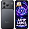 Blackview Smartphone Offerte Android 16, Telefono Cellulare Caméra 32MP+13MP, 16GB+128GB/2TB TF, Display 6.56'' HD+ IP54 Smartphones, Face ID/3 Slot Per Carte/OTG/Gemini AI/GPS/8.85mm/3 Anni Garanzia