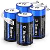 wowpower Batterie ricaricabili D, confezione da 4 batterie LR20 da 1,5 V | Batteria al litio tipo D con cavo di ricarica, per giocattoli, torce, radio, lanterne