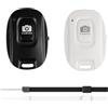 LYMISPIYA 2 telecomandi Bluetooth 5.2 per iPhone e Android, telecomando wireless per foto e video, compatto, portatile, con cinturino da polso (nero e bianco)