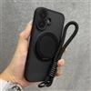 GSASMU Supporto ad anello magnetico con cinturino da polso per iPhone 17 16 11 12 13 14 15 Pro Max Plus, cover opaca antiurto (per iPhone 11 Pro/Nero)