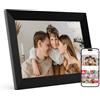 FPD Frameo Cornice Digitale WiFi 10,1 Pollici, Touchscreen IPS HD, Orologio e Meteo, Rotazione Automatica, Slideshow, 32 GB, Espansione 128 GB, Sincronizzazione Calendario, Invio Foto da Remoto (Nero)