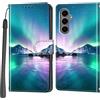 PHINIENLAND Cover per Samsung Galaxy S25 FE custodia portafoglio Aurora | 3 scomparti carte, 1 tasca banconote, Chiusura magnetica, Supporto, Pelle PU flip cover per Samsung S25 FE