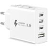 Poutek 50W 4-Port Caricatore USB C Caricabatterie Rapido Adattatore Presa Spina | USB C Multiple USB Alimentatore Ricarica Rapida per iPhone 18/17/16/15/14/13/12, Samsung S26/S25/S24/S23/S22, Huawei, Xiaomi