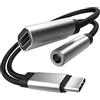 FosPower Adattatore e Ricarica per Cuffie USB C Jack da 3,5 mm 2 in 1 HiFi 24bit DAC Cuffie Tipo C Dongle Compatibile con iPhone 17 16 15 Pro Max, iPad Pro, Samsung Galaxy S26 S25 S24 S23, Pixel 9 8 7