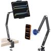 OMOTON Supporto per tablet GH04 per iPad con braccio in alluminio | Supporto in alluminio per iPad Pro/iPhone da 10,2-33 cm, angolo regolabile in altezza, pieghevole, braccio lungo 50,8 cm