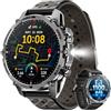 Haulvean GPS Smartwatch Uomo Militare, 1100 mAh, 1.7 HD Orologio, 2 Cinturini | Torcia LED, 100+ Modalità Sportive, Frequenza Cardiaca/Sonno/SpO2, Impermeabile IP68, Chiamate Bluetooth per iOS Android