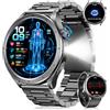 Davesin Orologio Smartwatch Uomo con ECG+HRV+AI GPT e Torcia LED, Nero | 24H Pressione Sanguigna/Frequenza Cardiaca/SpO2/Sonno, 1.53 AMOLED, 120+ Modalità Sportive, Impermeabilità 5ATM, Android iOS