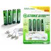 STRIKE BATTERIES Batteria AAA agli ioni di litio, confezione da 4 Smart LED 1,5 V 750 mWh, ricaricabile tramite USB-C, con cavo di ricarica, nessuna scatola di ricarica necessaria!