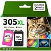 CUNJIANG 305XL Compatibile con Cartucce HP 305 Nero e Colore con HP DeskJet 2820e 2720e 2720 2710e 2710 DeskJet Plus 4130 4120 4110 Envy 6020e 6022 6022e 6030 6030e Envy Plus 6430e