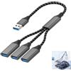 Telaryn Cavo triplo USB Splitter, splitter USB da 1 a 3, Hub USB 2.0 Splitter USB A maschio a 3 femmine, estensione porta USB per PC portatile ufficio auto, trasferimento dati 480Mbps e ricarica lenta