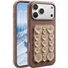 Rokmym Custodia per iPhone 17, in silicone, con ventosa, a forma di cuore, in morbido silicone, antiurto, antigraffio, marrone