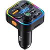 LAIVIYA Trasmettitore Fm Bluetooth 5.0 Auto,Presa Accendisigari Ricarica Rapida | 20W PD&QC3.0,Adattatore Musicale Radio Wireless Chiamate in Vivavoce Accendisigari con 7 Luce,Supporto TF Card/Chiavetta USB