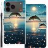 WUACYEAMING Custodia Compatibile con ZTE Nubia A57 4G,con Slot Carte PU Pelle Portafoglio Libro Case Antiurto Bumper Motivo Magnetica Flip Protettiva Resistente delfino