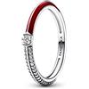 PANDORA ME - Anello con pavè e argento sterling rosso, con pietre di zirconia cubica incolori e smalto rosso