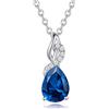 FANCIME Collana Goccia con Oro Bianco 14 carati (585) Ciondolo e Argento 925 Catena con Zaffiro/Smeraldi/Opale/Acquamarina/Rubino e Diamanti Naturale Gioielli per Donna Ragazze Mamma- Catena Lunghezza: 40 + 5 cm