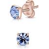 DTPsilver Orecchini Donna Oro Rosa - Orecchini Punto Luce Oro Rosa - Orecchini Lobo Donna Argento 925 Placcati Oro Rosa - Orecchini con Brillantini Rotondi di Cristallo - Orecchini Colorati