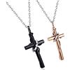 KIM JOHANSON® Coppia di collane in acciaio inox * Cross* in argento, oro rosa e nero | gioielli con croce e anello | coppia di collane | regalo per coppie | impermeabile | BFF | regolabile con