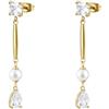 Brosway Orecchini di Brosway della collezione Affinity. Gioiello da donna in acciaio 316L, finitura pvd colore oro, perle di conchiglia e cubic zirconia. La referenza è: BFF186.