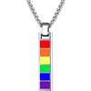 Bandmax LGBT Gay Pride Arcobaleno Rainbow Collana Uomo Donna, 03 Stile Rettangolare Collana Pendente, Argento Ciondoli Per Collane LGBT Accessori, Idee Regalo per Coppia