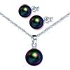 Yumilok Collana da donna con orecchini a perla, stile vintage, con perla bianca, in argento sterling 925