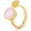 Vurmashop Anello con quarzo rosa in oro 18 k da donna - Anello unico di design con pietra semipreziosa e placcato Oro, 16,5, colore: rosa, cod. R-0457