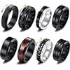 GoPaw Uomini in acciaio inox Spinner Ring, 8 pezzi nero Fidget Band Anelli Cool Twisted Catena Ansia Anelli Uomini Anelli Nero Spinner Ring Set per uomini donne dimensioni 14/17/20/22/24/27/30