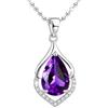 Helena Rose Jewellery Collana da donna in argento con ciondolo a forma di ametista, con cristalli a goccia con dettagli in zirconia cubica, colore: viola. Catenina da 45 cm e confezione regalo inclusa., 45cm chain,