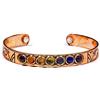 Generico Bracciale Magnetico 7 Chakra in Rame con Pietre Naturali | Regolabile e Malleabile, 2 Magneti Integrati, 8 mm di Altezza, Sollievo e Benessere, Pietre Multicolore