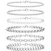 Aospkle Set di 6 braccialetti in acciaio inossidabile per uomo e donna, argento, oro, nero, cubano, catena a grano con catena a grano e graffette, set di gioielli ro, 17/20/23 cm