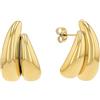 AMOR - Orecchini da Donna in Acciaio inox - Placcato Oro/Dorato - Creoli Doppio - AMR-E0020