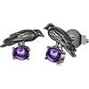 ZUOHUI Orecchini a perno a forma di corvo in argento sterling S925 for donna, design gotico a forma di corvo placcato in oro nero for feste di Halloween, spostamenti quotidiani e regali