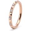 Grewod Anello Donna Acciaio Inossidabile Geometrica con Zirconi Bianca | Gioielli 2mm con Pietra