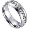Grewod Anelli Donna Matrimonio, Anello Acciaio Inossidabile 5MM Fedine Argento/Oro con Zircone Bianco Rotondo Anello Anniversario