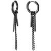 COOLSTEELANDBEYOND Nero Orecchini a Cerchio con Doppio Bastone Bar, Pendenti Lunga Catena, Orecchini da Uomo Donna, Acciaio