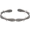 Hanary Bracciale rigido in acciaio inox color argento, stile vintage, con ali d'angelo, piume, gioiello alla moda, regalo per uomini e donne