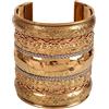 Touchstone indiano Bollywood artigianale grazioso motivo floreale aspetto drammatico slip in facile da indossare 3 pollici designer gioielli polsino bracciale in tonalità oro rame per le donne.