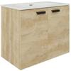 Baikal Mobile da bagno Nara. 80 cm Nature. Include lavabo. Maniglia nera. Mobile montato. Sospeso 2 ante con chiusura ammortizzata.