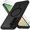 iVoler Cover Magnetica per Samsung Galaxy A56 5G con 2 Pezzi Pellicola Vetro Temperato, [Antiurto di Grado Militare] Custodia Traslucida Opaca Sottile Anti-Impronte MagSafe Case, Opaca Nero