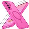 iVoler Cover Magnetica per Samsung Galaxy A57 5G con 2 Pezzi Pellicola Vetro Temperato, [Antiurto di Grado Militare] Custodia Traslucida Opaca Sottile Anti-Impronte MagSafe Case, Opaca Rosa Calda
